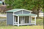 47.2 ' Large Wooden Dog House Outdoor;  Outdoor & Indoor Dog Crate;  Cabin Style;  With Porch;  2 Doors - Gray