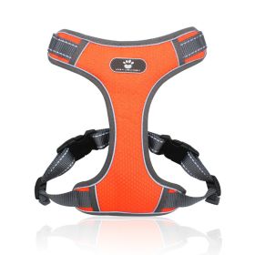 dog Harnesses; Pet Traction Rope Mesh Breathable Big Dog Chest Strap Vest Reflective Dog Rope Spot Wholesale - orange - L (32-55 kg)