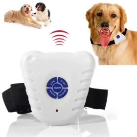 Ultrasonic Dog Anti Bark Collar Dog Stop Barking Anti Barking Repeller Control Trainer Waterproof Training Device Button Clicker - White