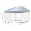 Outdoor Dog Kennel with Roof 78.7"x78.7"x53.1" - Silver