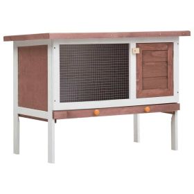 Outdoor Rabbit Hutch 1 Layer Brown Wood - Brown