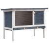 Outdoor Rabbit Hutch 1 Layer Gray Wood - Grey