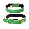 Genuine Leather Dog Collar; Wide Dog Collar; Soft Padded Breathable Adjustable Tactical Waterproof Pet Collar - green - S 37*1.5cm