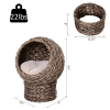 Simple Yet Practical Natural Braided Banana Leaf Elevated Cat Bed Basket With Cushion - Coffee - 20.5" H