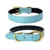 Genuine Leather Dog Collar; Wide Dog Collar; Soft Padded Breathable Adjustable Tactical Waterproof Pet Collar - Blue - S 37*1.5cm