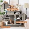 Dog crates;  indoor pet crate end tables;  decorative wooden kennels with removable trays. - Grey