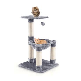 Multi-Level Cat Tower Cat Tree w/Cat Hammock - Gray - Pets