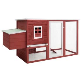 Outdoor Chicken Cage Hen House with 1 Egg Cage Red Wood - Red