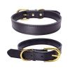 Genuine Leather Dog Collar; Wide Dog Collar; Soft Padded Breathable Adjustable Tactical Waterproof Pet Collar - Powder - XS 30*1.5cm