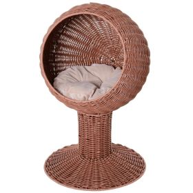 Modern Cat Bed Fancy Design Espresso Color Wicker Lounge - Brown - Pets