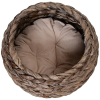 Simple Yet Practical Natural Braided Banana Leaf Elevated Cat Bed Basket With Cushion - Coffee - 20.5" H