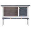 Outdoor Rabbit Hutch 1 Layer Gray Wood - Grey