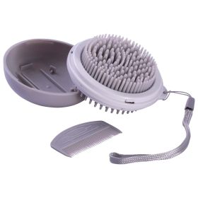 Pet Life 'Bravel' 3-in-1 Travel Pocketed Dual Grooming Brush and Pet Comb - Grey