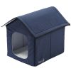 Pet Life "Hush Puppy" Electronic Heating and Cooling Smart Collapsible Pet House - Navy - Large