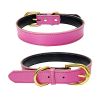 Genuine Leather Dog Collar; Wide Dog Collar; Soft Padded Breathable Adjustable Tactical Waterproof Pet Collar - Rose red - L 51*2.5cm