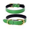 Genuine Leather Dog Collar; Wide Dog Collar; Soft Padded Breathable Adjustable Tactical Waterproof Pet Collar - green - XS 30*1.5cm