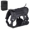 Universal Outdoor Dog Harness With Pet Leash And Snap Shackle Hitched Loop For Dogs - black set with bag - S