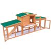 Large Rabbit Hutch Small Animal House Pet Cage with 2 Runs Wood - Brown