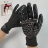 Pet Hair Removal Gloves; Pet Grooming Gloves; Bathing; Hair Remover Gloves; Gentle Brush for Cats; Dogs; and Horses - black - NO.10