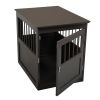 Wood Dog Crate Furniture, End Table Designed Dog Kennel with Side Slats, Brown - brown