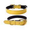 Genuine Leather Dog Collar; Wide Dog Collar; Soft Padded Breathable Adjustable Tactical Waterproof Pet Collar - yellow - S 37*1.5cm