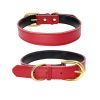 Genuine Leather Dog Collar; Wide Dog Collar; Soft Padded Breathable Adjustable Tactical Waterproof Pet Collar - White - M 42*2.0cm