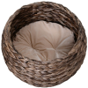 Simple Yet Practical Natural Braided Banana Leaf Elevated Cat Bed Basket With Cushion - Coffee - 23.5" H