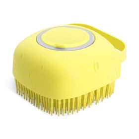 Pet Silicone Bath Massage Brush, Head Massager Filling Liquid Rubbing Artifact Massage Bath, Shampoo Brush - Yellow