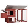 Outdoor Chicken Cage Hen House with 1 Egg Cage Red Wood - Red