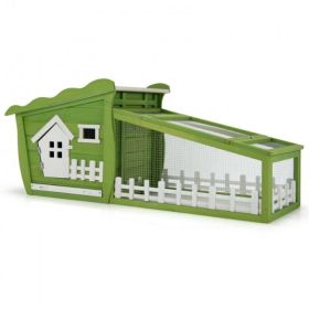 New A Cozy Safety House 62 Inch Wooden Rabbit Hutch With Pull Out Tray - Green