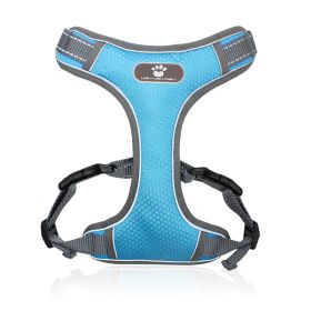 dog Harnesses; Pet Traction Rope Mesh Breathable Big Dog Chest Strap Vest Reflective Dog Rope Spot Wholesale - Light blue - S (6-12 kg)