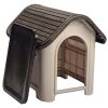 Dog House with Bowl for Small to Medium Breeds, Espresso, Beige - Espresso/Beige