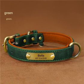 Dog Collar Engraved With Lettering To Prevent Loss Of Neck Collar (Option: Green-L)