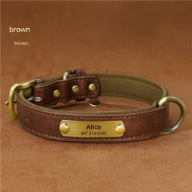 Dog Collar Engraved With Lettering To Prevent Loss Of Neck Collar (Option: Brown-XS)