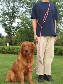 Pet Multifunctional Adjustable Reflective Hand Holding Rope (Option: Rose Red-L)