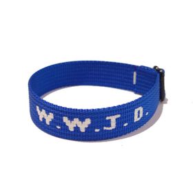 Jacquard Printed Wrist Strap Bracelet Ribbon Unisex WWJD Bracelet Adjustable Bracelet (Option: Dark Blue Print)