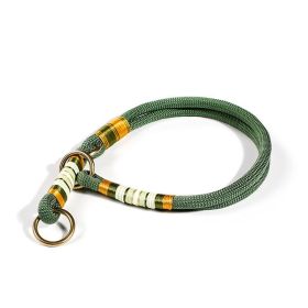 Dog Hand Holding Rope Anti Breaking Loose Collar (Option: Collar Olive Green-M)