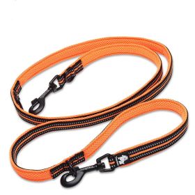 Pet Dog Multi-functional Hand Holding Rope Double-headed Outdoor Chain Crossbody Polyester Reflective (Option: Orange-M)