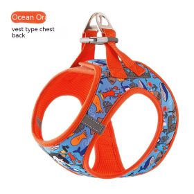 Dog Vest Strap Hand Holding Rope Breathable Lightweight (Option: Ocean Orange-XS)