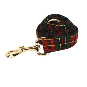 Christmas Pet Collar Plaid With Green Background Dog Rope Leash Suit (Option: Dog Leash-M)