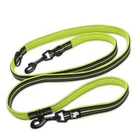 Pet Dog Multi-functional Hand Holding Rope Double-headed Outdoor Chain Crossbody Polyester Reflective (Option: Green-L)